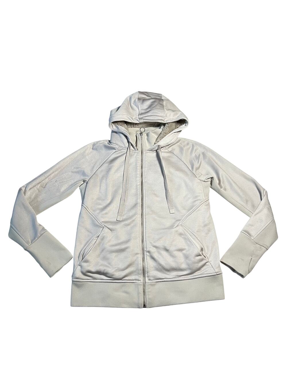 Athleta Faux Fur Trim Triumph Luxe Shine Hoodie Size Medium Winter Outdoors